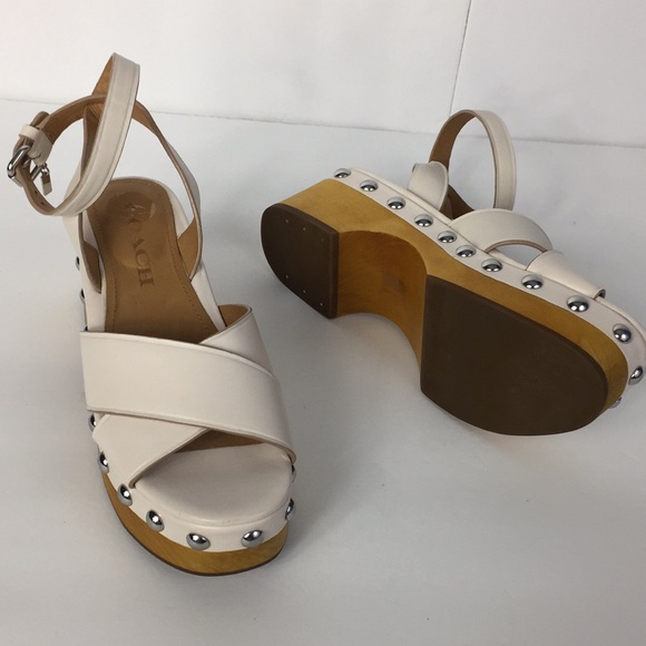 New Coach Astor Studded Block Wood Sandals - Picture 6 of 8